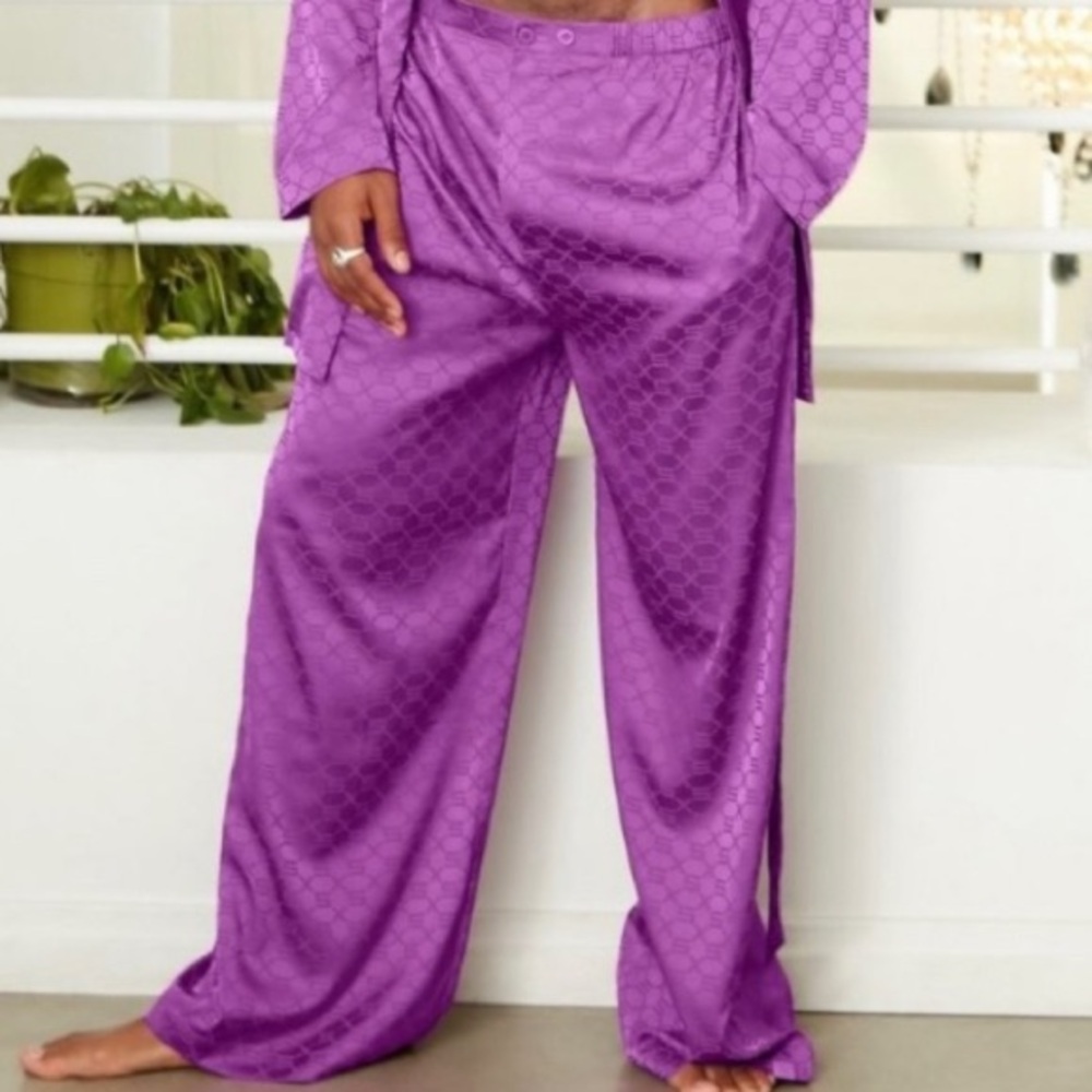 Savage x Fenty purple satin loungewear pj PANTS men’s size Large